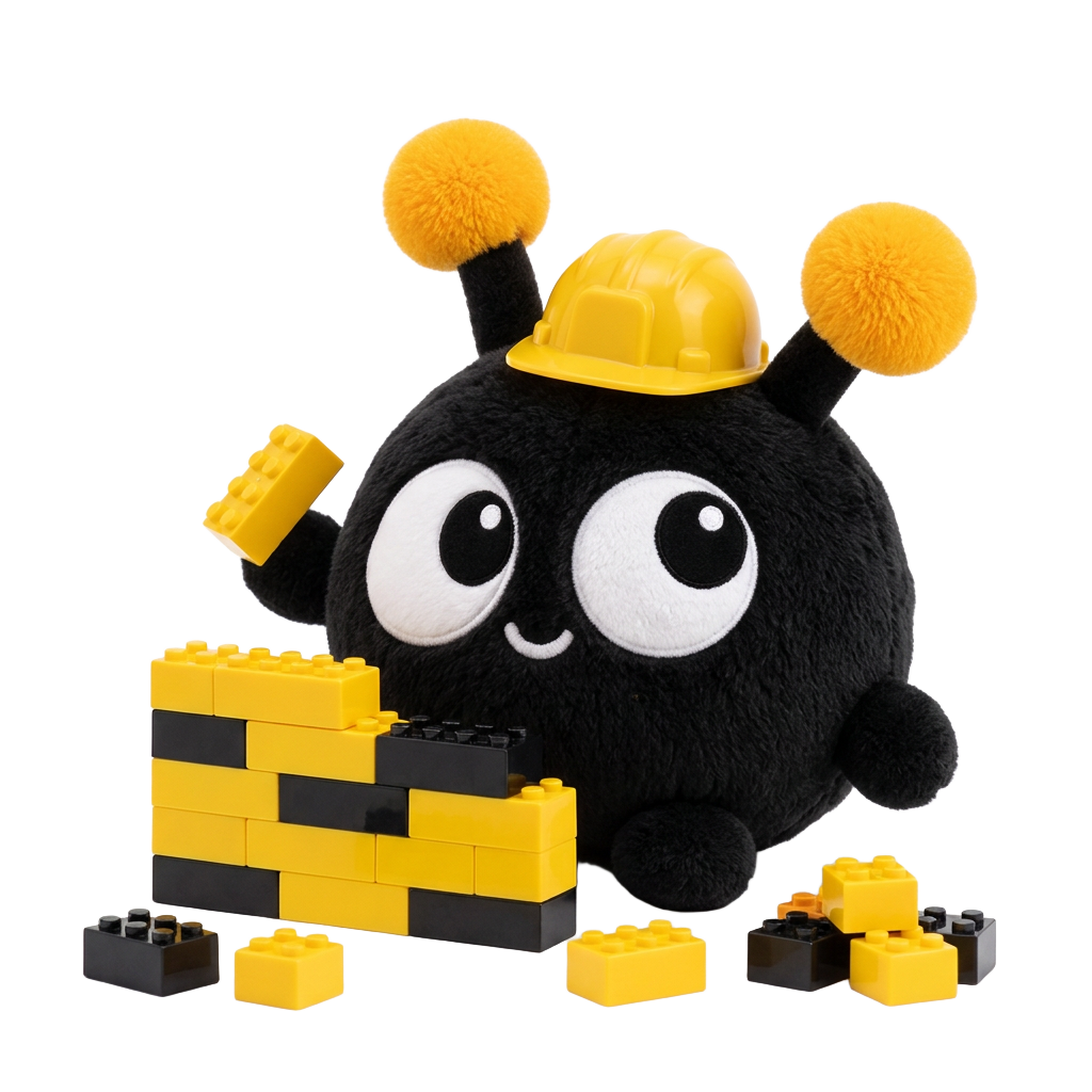 La mascotte de neo construit un mur de briques